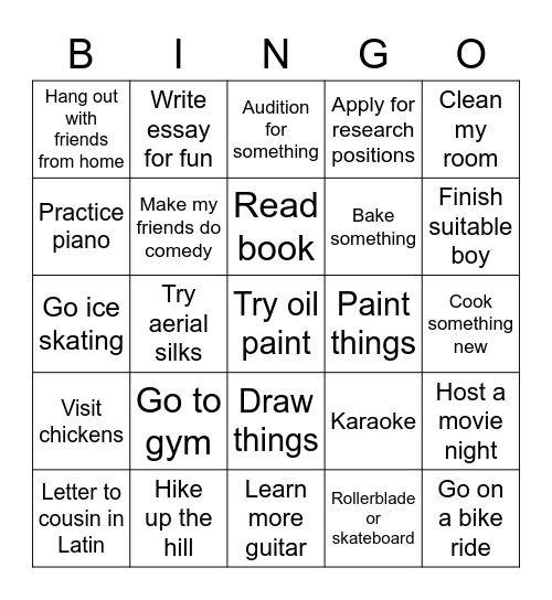 January Bingo Card