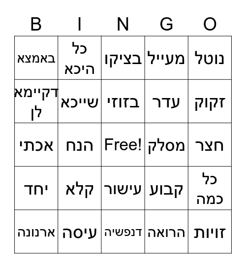 פסחים ו Bingo Card