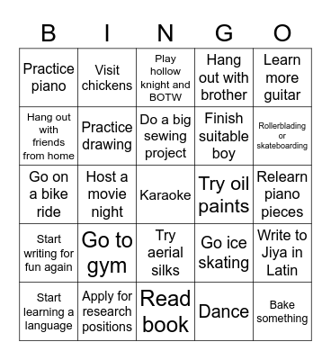 January 2023 Bingo Card