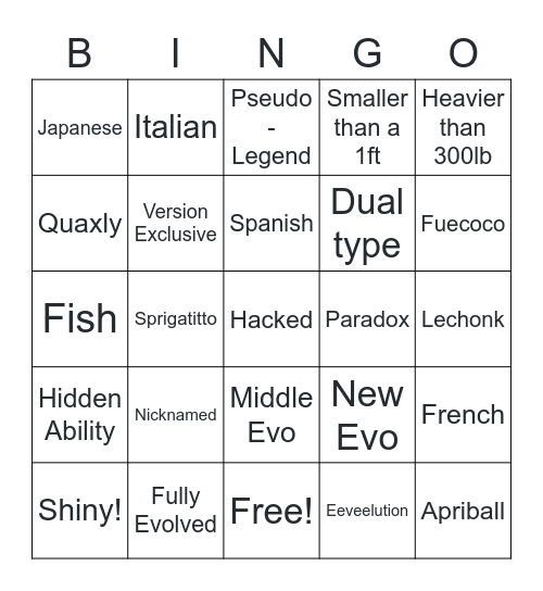 Surprise Trade Bingo! Bingo Card