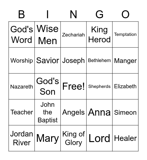 Jesus Life Bingo Card