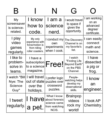 It is I Bingo Card