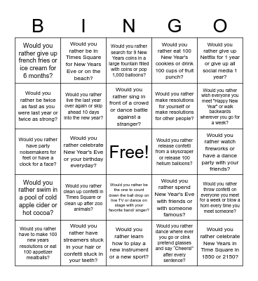 Bingo- New Year's Edition Bingo Card