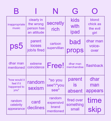 dhar man bindo Bingo Card