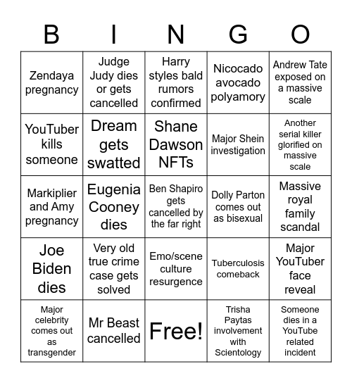 2023 bingo card Bingo Card