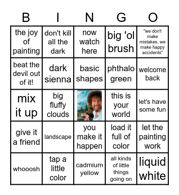 Bob Ross Birthday Bingo Card