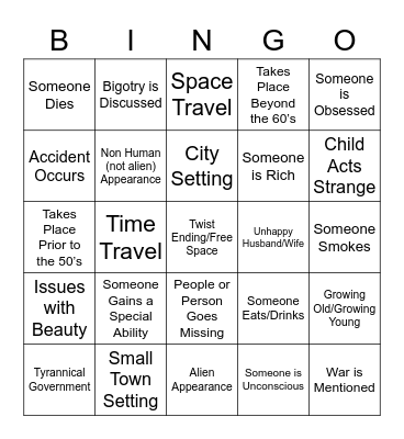 Twilight Zone Bingo Card