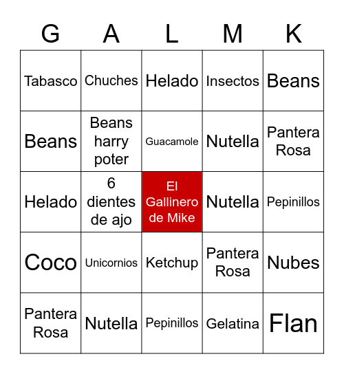 Ruleta Misteriosa (saludos desde España) 3 comidas Bingo Card
