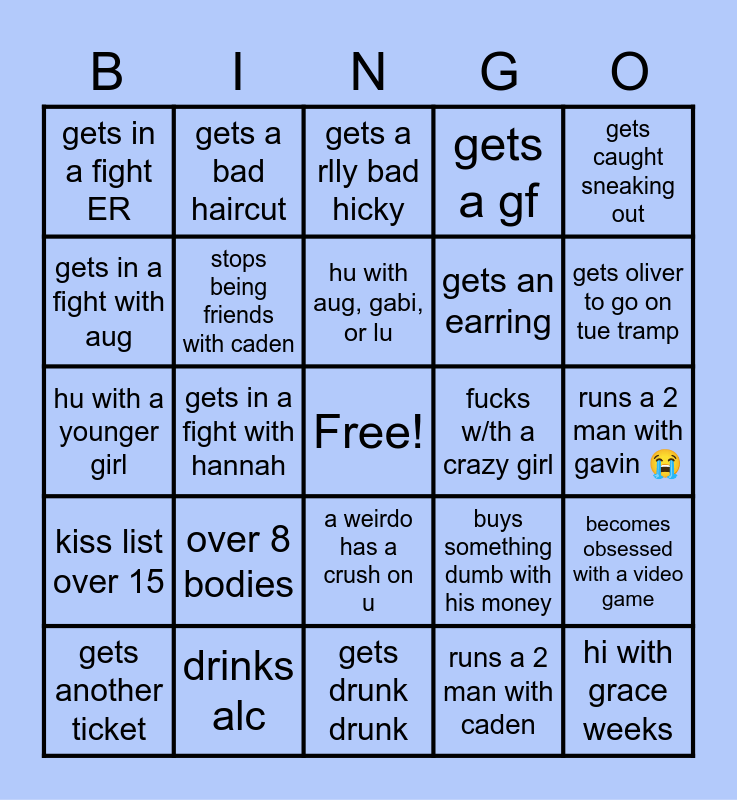 Alex Dunn 2023 Bingo Card