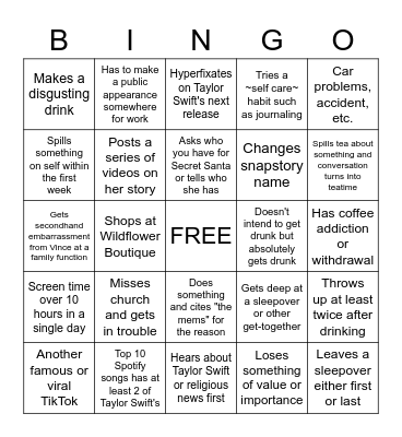 Sophie 2023 Bingo Card