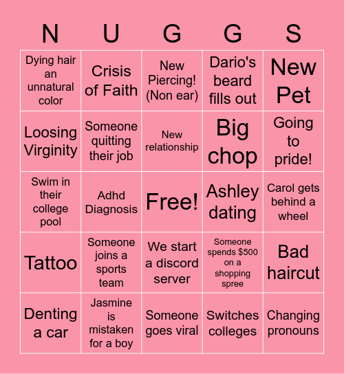 The Official Womb Nuggets 2023 Bingo! Bingo Card