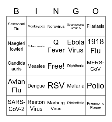 2023 Disease Bingo Card
