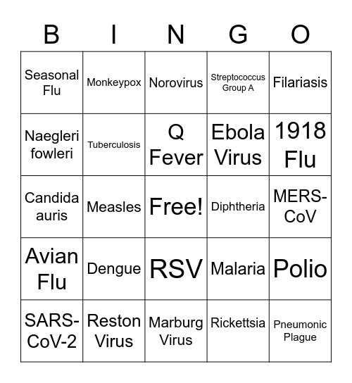 2023 Disease Bingo Card