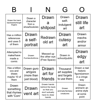 Artist BINGO Card