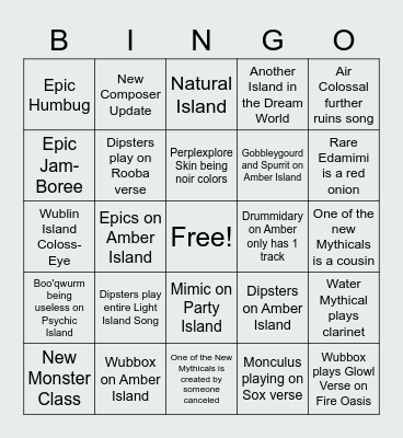 MSM Update Bingo 2023 Bingo Card