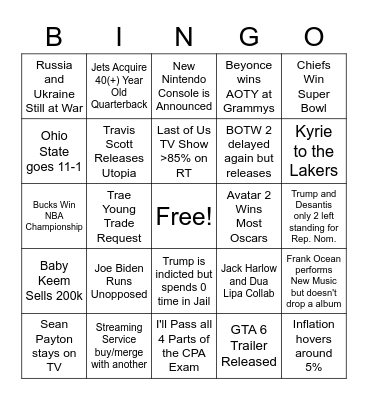 2023 Bingo Card