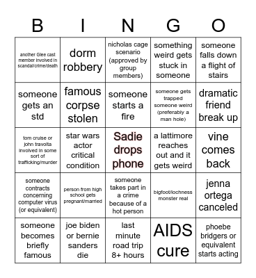 sadie's 2023 bingo card Bingo Card
