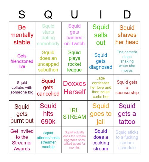 Squid Game Bingo Card