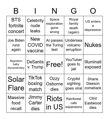 2023 Bingo Card