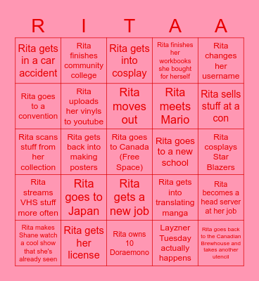 RITA LIFE BINGO 2023 Bingo Card
