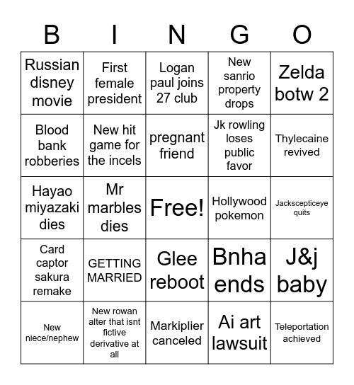 2023 Bingo Card