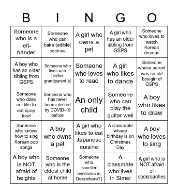 Getting to know you in 5 Thrift :-) Bingo Card