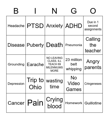 My Teacher gave to me Bingo Card