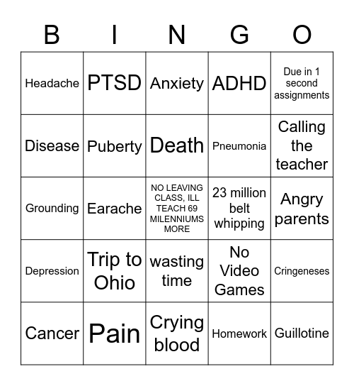 My Teacher gave to me Bingo Card