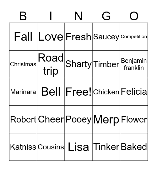 Lini and Kendyl  Bingo Card