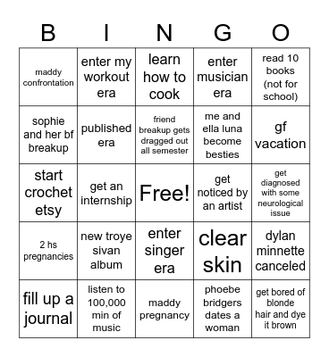 isabella's 2023 Bingo Card