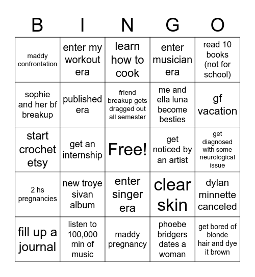 isabella's 2023 Bingo Card