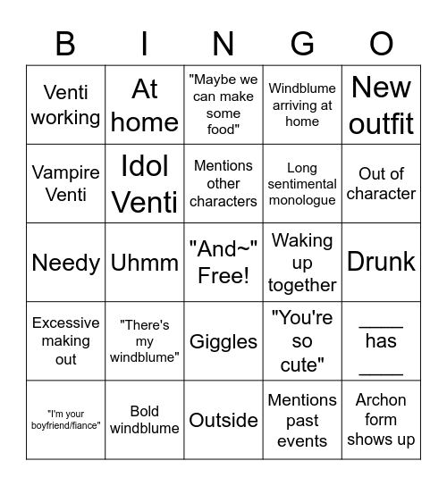 Venti Lunasmr Bingo Card