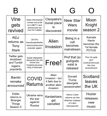 2023 Bing Bingo Card