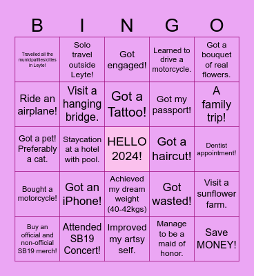2023 BUCKET LISTS Bingo Card