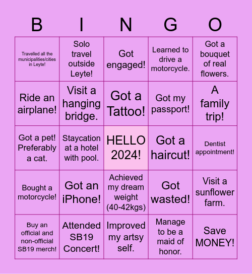 2023 BUCKET LISTS Bingo Card