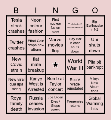 2023 BINGO CARD Bingo Card