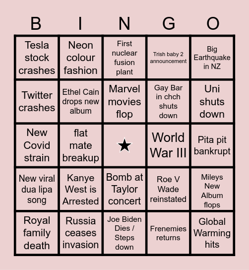 2023 BINGO CARD Bingo Card