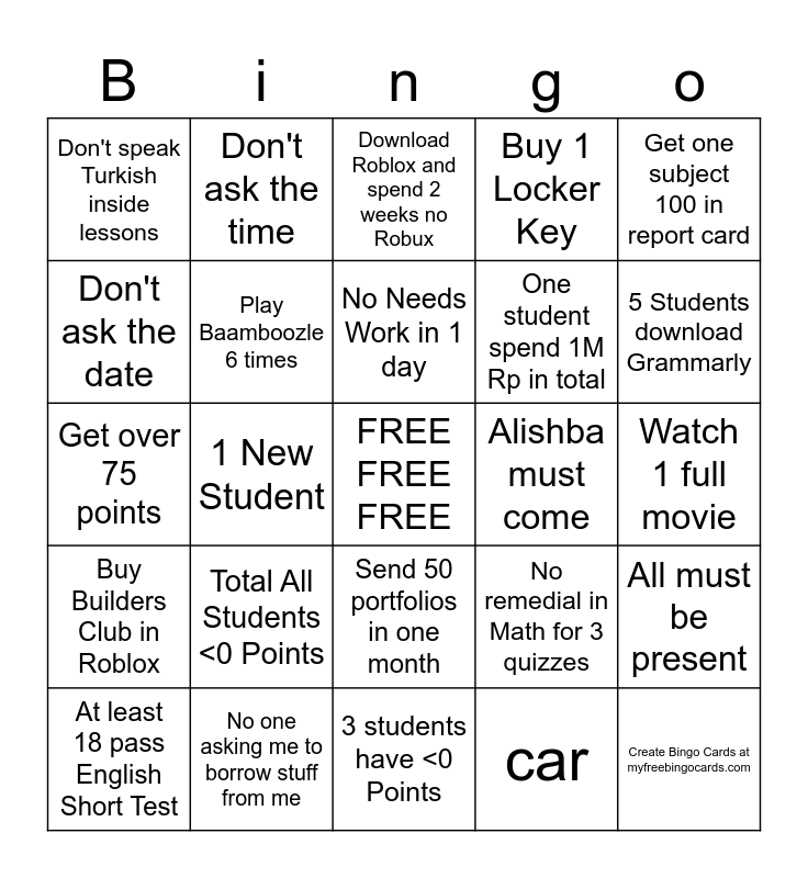 5 Oxford Bingo Challenge Bingo Card
