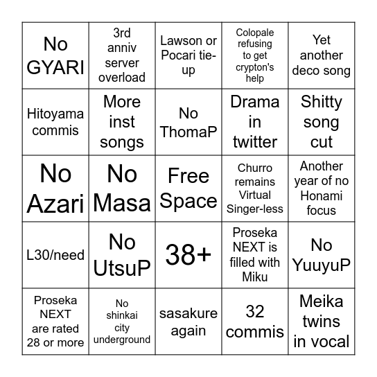 2023 JPSekai Bingo Card