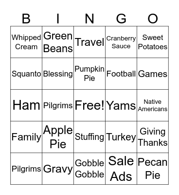 Thanksgiving Day BINGO! Bingo Card