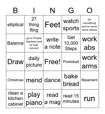 Weekly Bingo Card