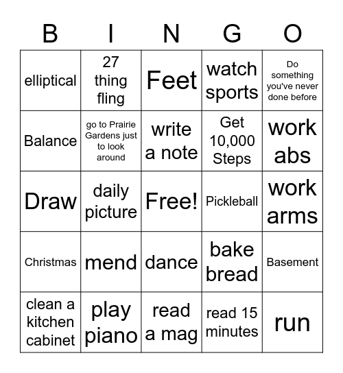 Weekly Bingo Card