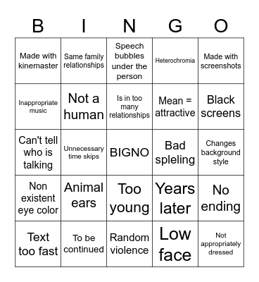 Gacha life mini-movies bingo Card
