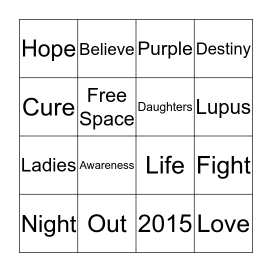 Ladies' Night Out 2015 Bingo Card