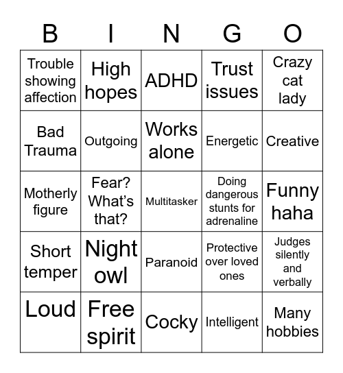 DD Kin Bingo Card