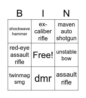 Fortnite bingo chapter 4 Bingo Card