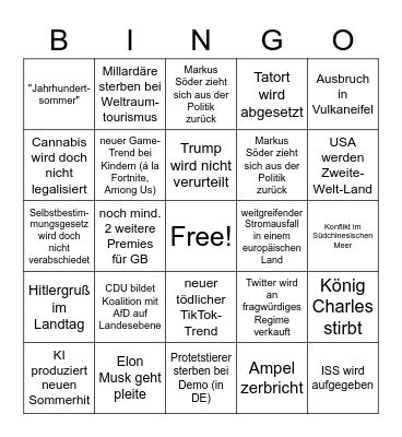 Sams 2023 Bingo Card