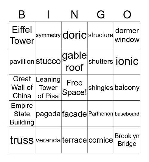 Architecture Bingo Card