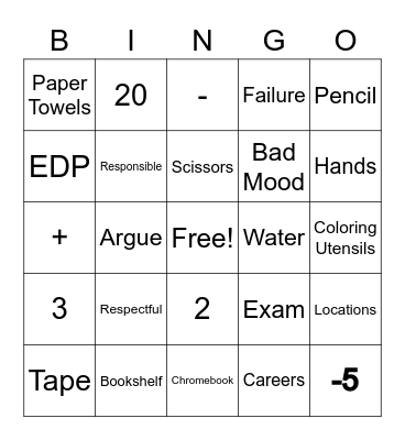 STEM Introduction Week Bingo Card