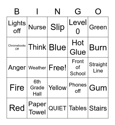 STEM Safety Introduction Bingo Card